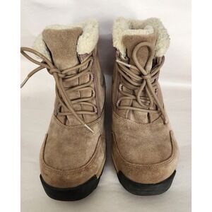 Sorel Waterfall Lace Up Waterproof Beige Suede Boots Women's Size 9 Thinsulate